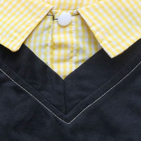 HKM-4386749 Small Dog Teddy Printed Plaid Collar T-Shirt - Black/Pink, Black/Yellow, Black/Blue