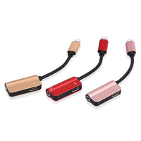 HKM-438675 iPhone Compatible 3.5mm AUX & Lightning Charging Adapter - Dual Function Audio Splitter