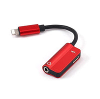 HKM-438675 iPhone Compatible 3.5mm AUX & Lightning Charging Adapter - Dual Function Audio Splitter