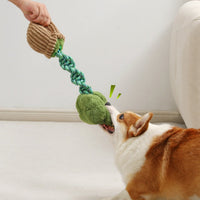 HKM-4387005 Durable Dog Teether Knot Toy - Bite-resistant Polyester in Mushroom and Broccoli Colors