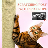 HKM-4389437 71-Inch Pink Flower Cat Tree with Spacious Condo, Removable Cushion, and Cozy Hammock