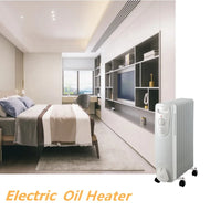 HKM-439059 Electric Oil Filled Radiator Heater with Adjustable Thermostat and Overheat Protection - 3 Heat Settings (600W, 900W, 1500W)