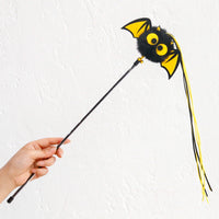 HKM-4390973 Lengthened Plush Cat Teaser Stick with Bell and Tassel - Black and Purple Options