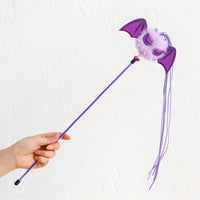 HKM-4390973 Lengthened Plush Cat Teaser Stick with Bell and Tassel - Black and Purple Options