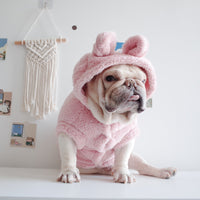 HKM-4391741 Cartoon Hooded Vest for Pets in Coral Velvet - Available in Pink, Off White, Brown