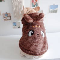 HKM-4391741 Cartoon Hooded Vest for Pets in Coral Velvet - Available in Pink, Off White, Brown
