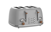 HKM-439187 Stainless Steel Electric 4-Slice Bread Toaster with Removable Crumb Tray