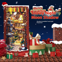 HKM-439251 Creative Wooden Assembled Bookshelf for Desktop Decoration in Snow Night Moon Shadow Design