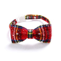 HKM-4393917 Snowflake Christmas Red Plaid Adjustable Pet Bow Tie in Various Styles