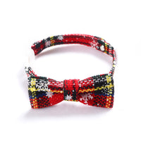 HKM-4393917 Snowflake Christmas Red Plaid Adjustable Pet Bow Tie in Various Styles