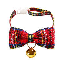 HKM-4393917 Snowflake Christmas Red Plaid Adjustable Pet Bow Tie in Various Styles