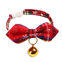 HKM-4393917 Snowflake Christmas Red Plaid Adjustable Pet Bow Tie in Various Styles