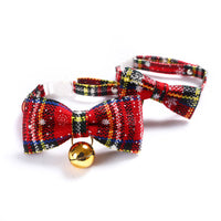 HKM-4393917 Snowflake Christmas Red Plaid Adjustable Pet Bow Tie in Various Styles
