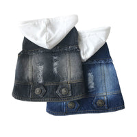 HKM-4394301 Washed Denim Casual Vest in Blue and Black, Sizes S to 4XL