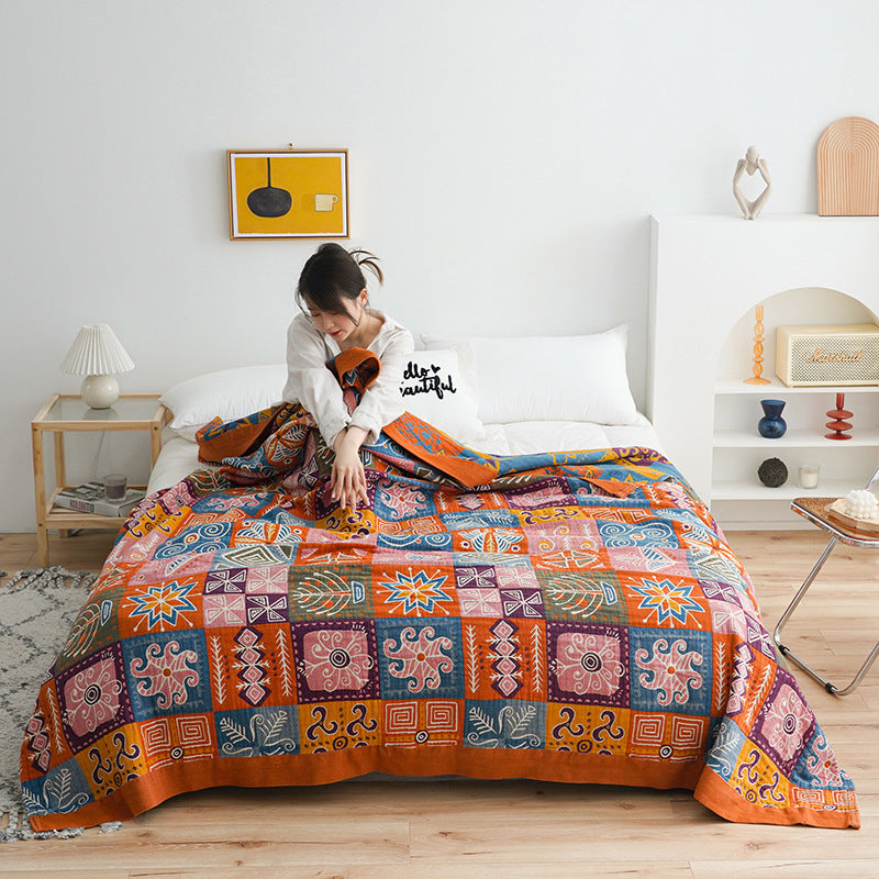 HKM-439443 Cool Cotton Five-Layer Towel Blanket for Spring and Autumn (1.5x2m, 2.3x2m)