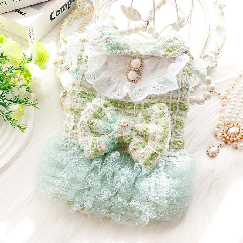 HKM-4396477 Princess Style Gauze Skirt for Small Dogs in Light Purple, Mint Green, Watermelon Pink