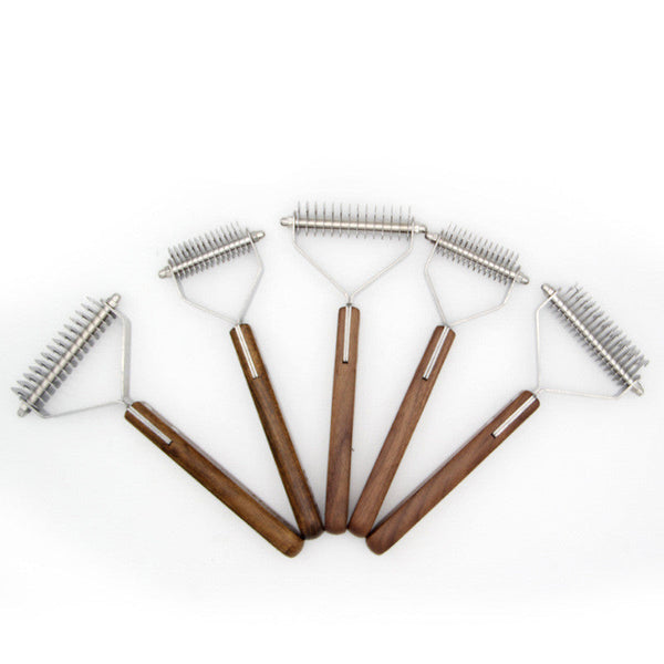 HKM-4397501 Wooden Dog Comb in Beech and Walnut Varieties, Multiple Sizes Available