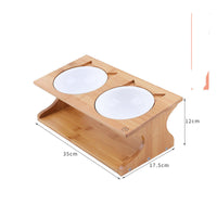 HKM-4397885 Eco-Friendly Solid Wood Dog Bowl with Non-Slip Base and Oblique Mouth Design