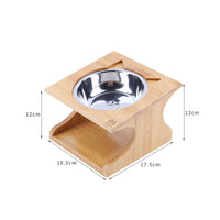 HKM-4397885 Eco-Friendly Solid Wood Dog Bowl with Non-Slip Base and Oblique Mouth Design