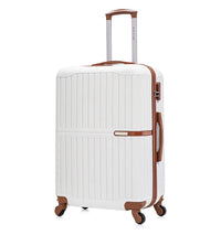 HKM-439827 6 Piece Travel Suitcase Set with Removable Single Wheel and Leather Accents