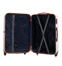 HKM-439827 6 Piece Travel Suitcase Set with Removable Single Wheel and Leather Accents