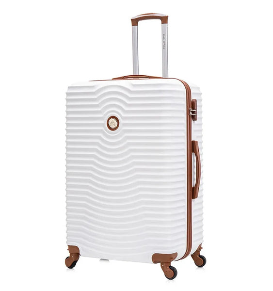 HKM-439827 6 Piece Travel Suitcase Set with Removable Single Wheel and Leather Accents
