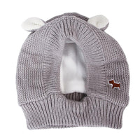HKM-439827 Knitted Rabbit Ear Pet Hat for Small Pets - Soft Wool in Red, Gray, Beige