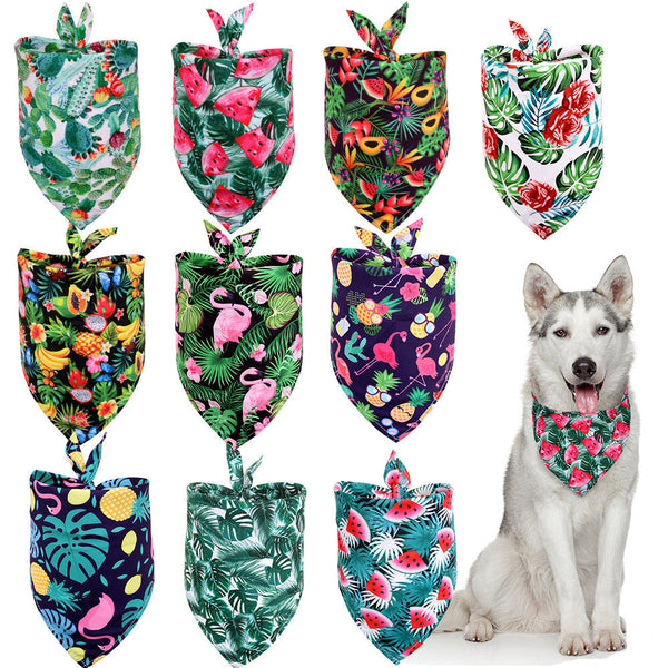 HKM-4399293 Tropical Wind Floral Pet Drool Towel for Small to Large Dogs - Polyester Fabric