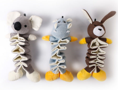 HKM-4401341 Plush Pet Toy: Cotton and Linen Dog Toys in Koala, Kangaroo, and Hippo Designs