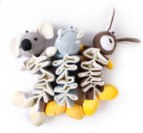 HKM-4401341 Plush Pet Toy: Cotton and Linen Dog Toys in Koala, Kangaroo, and Hippo Designs