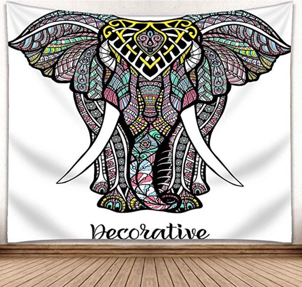 HKM-440147 Elephant 3D Mural Tapestry Wall Hanging for Bohemian Home Decor