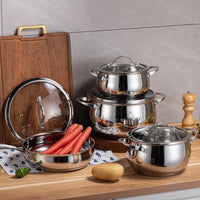HKM-440147 Stainless Steel Non-Stick Cooking Pot Set - 8 Piece Cookware Collection