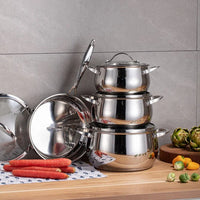 HKM-440147 Stainless Steel Non-Stick Cooking Pot Set - 8 Piece Cookware Collection