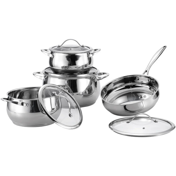 HKM-440147 Stainless Steel Non-Stick Cooking Pot Set - 8 Piece Cookware Collection