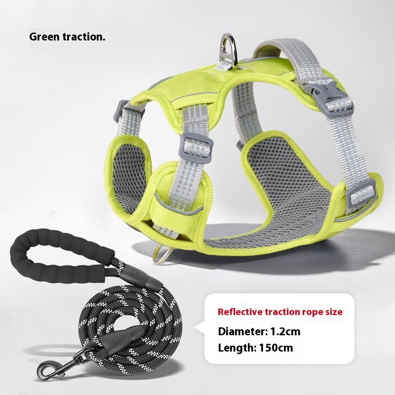 HKM-4402237 Adjustable Dog Leash with Chest Strap and Lead Rope in Various Colors