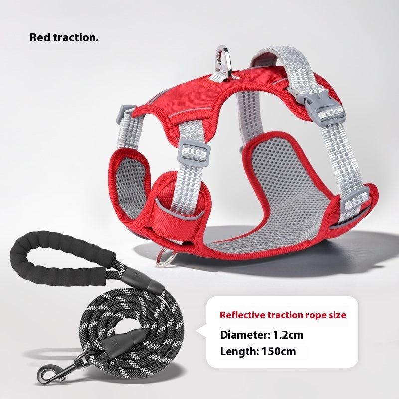 HKM-4402237 Adjustable Dog Leash with Chest Strap and Lead Rope in Various Colors