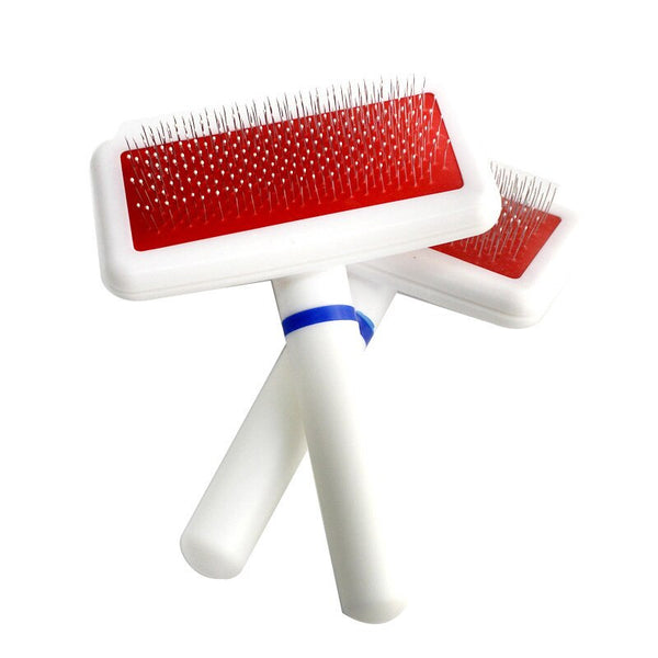 HKM-4403261 Fur Collar White Needle Comb for Dog and Cat Grooming with Protective Head and Plastic Handle