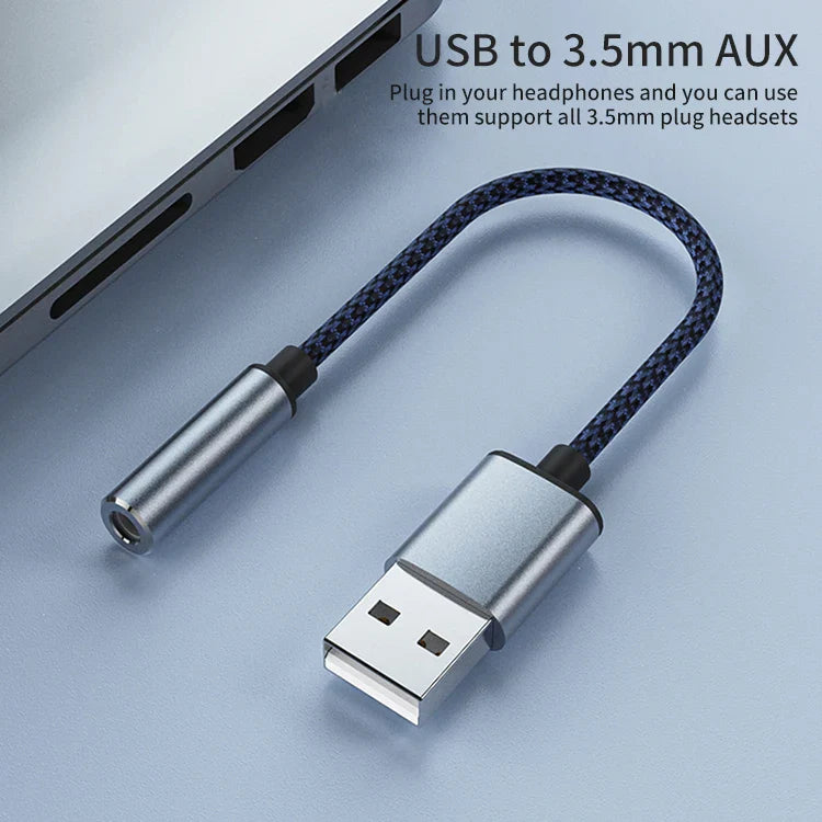 HKM-440339 USB to 3.5mm Aux Adapter with Microphone Support for PC, PS4, and PS5