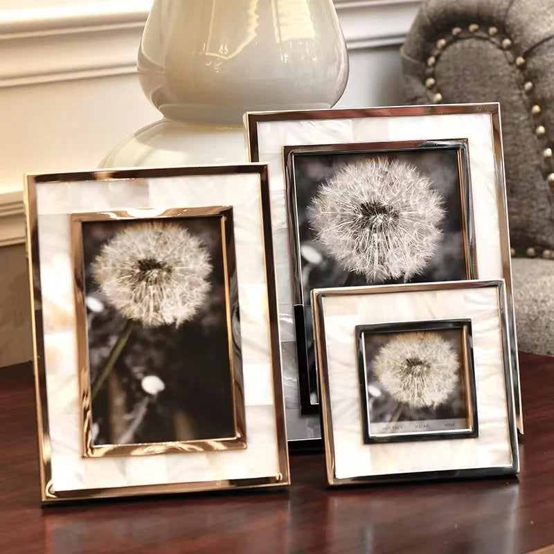 HKM-440467 Natural White Shell Photo Frame for 6/7/8 Inch Photos - Creative Desktop Decoration