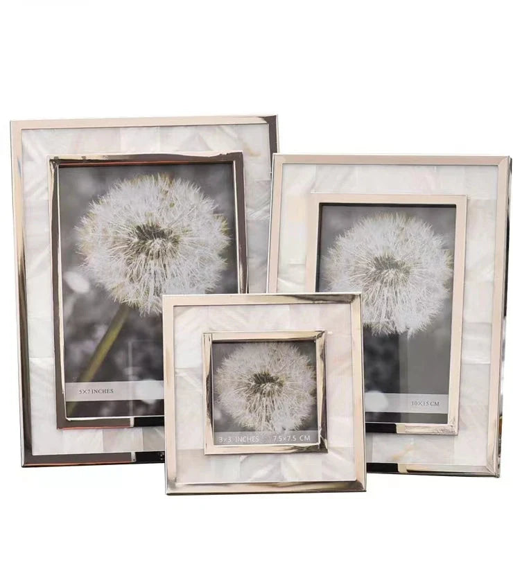 HKM-440467 Natural White Shell Photo Frame for 6/7/8 Inch Photos - Creative Desktop Decoration