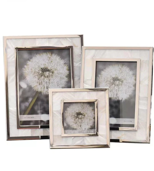 HKM-440467 Natural White Shell Photo Frame for 6/7/8 Inch Photos - Creative Desktop Decoration