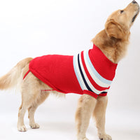 HKM-4405821 Cozy Striped Pet Sweater for Autumn and Winter - Warm Polyester Dog Clothing