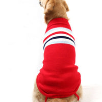 HKM-4405821 Cozy Striped Pet Sweater for Autumn and Winter - Warm Polyester Dog Clothing