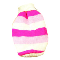 HKM-4405821 Cozy Striped Pet Sweater for Autumn and Winter - Warm Polyester Dog Clothing