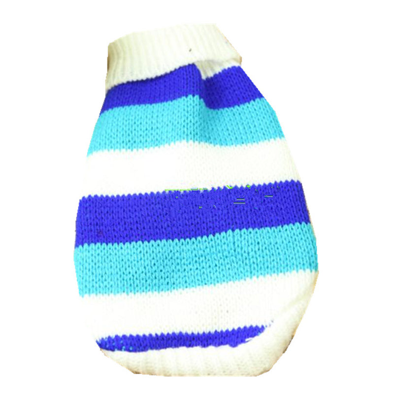 HKM-4405821 Cozy Striped Pet Sweater for Autumn and Winter - Warm Polyester Dog Clothing