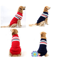 HKM-4405821 Cozy Striped Pet Sweater for Autumn and Winter - Warm Polyester Dog Clothing