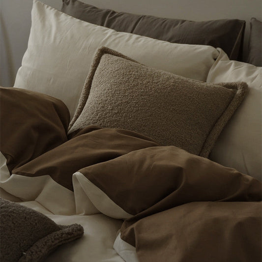 HKM-440595 Double-sided Long-staple Cotton Brushed Bed Sheet Set in Milk Coffee Color