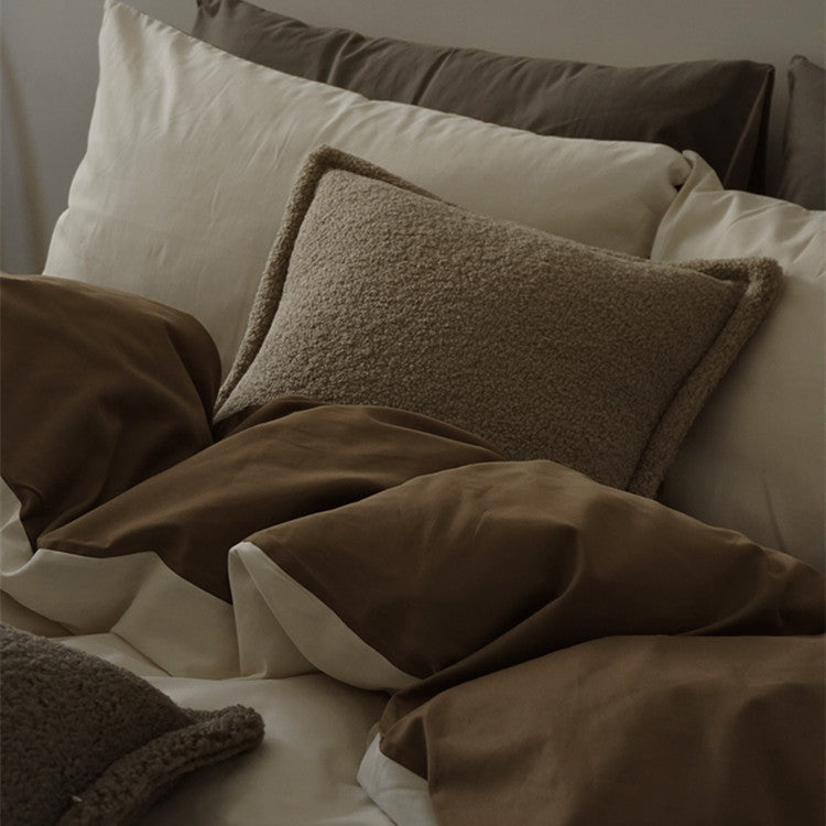 HKM-440595 Double-sided Long-staple Cotton Brushed Bed Sheet Set in Milk Coffee Color