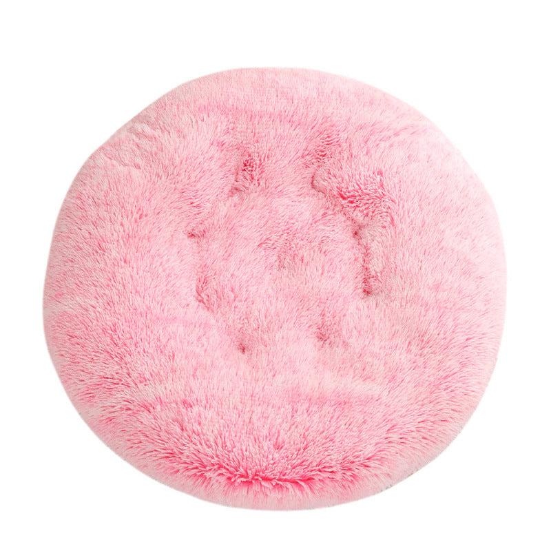 HKM-4406077 Plush Round Dog Mat Bed in Various Colors for Cozy Sleep Environment