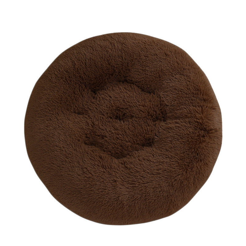 HKM-4406077 Plush Round Dog Mat Bed in Various Colors for Cozy Sleep Environment